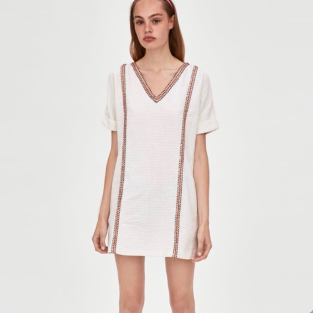 Zara TRF white tweed dress